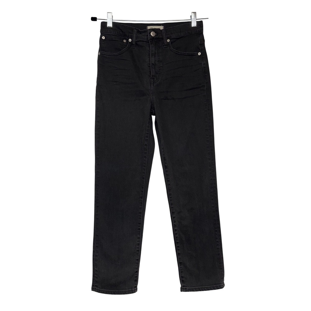 Madewell Classic Straight Jean Lunar Wash Faded Black High Rise Denim Size 25 - Picture 2 of 12